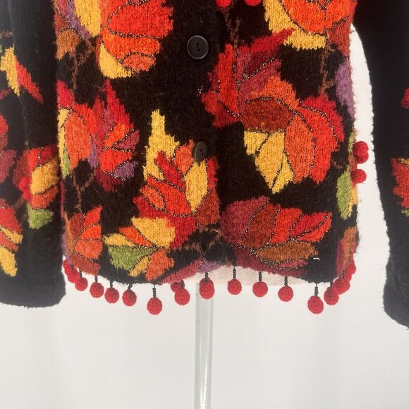 Design Options By Philip And Jane Gordon Fall Leaf Cardigan Sweater Medium Warm - Picture 5 of 13